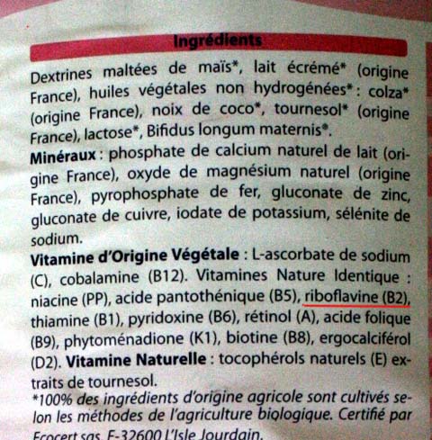 Riboflavines, Riboflavine 5'-phosphate, Riboflavine de <em>Bacillus subtilis</em>, Vitamine B2  (E101)